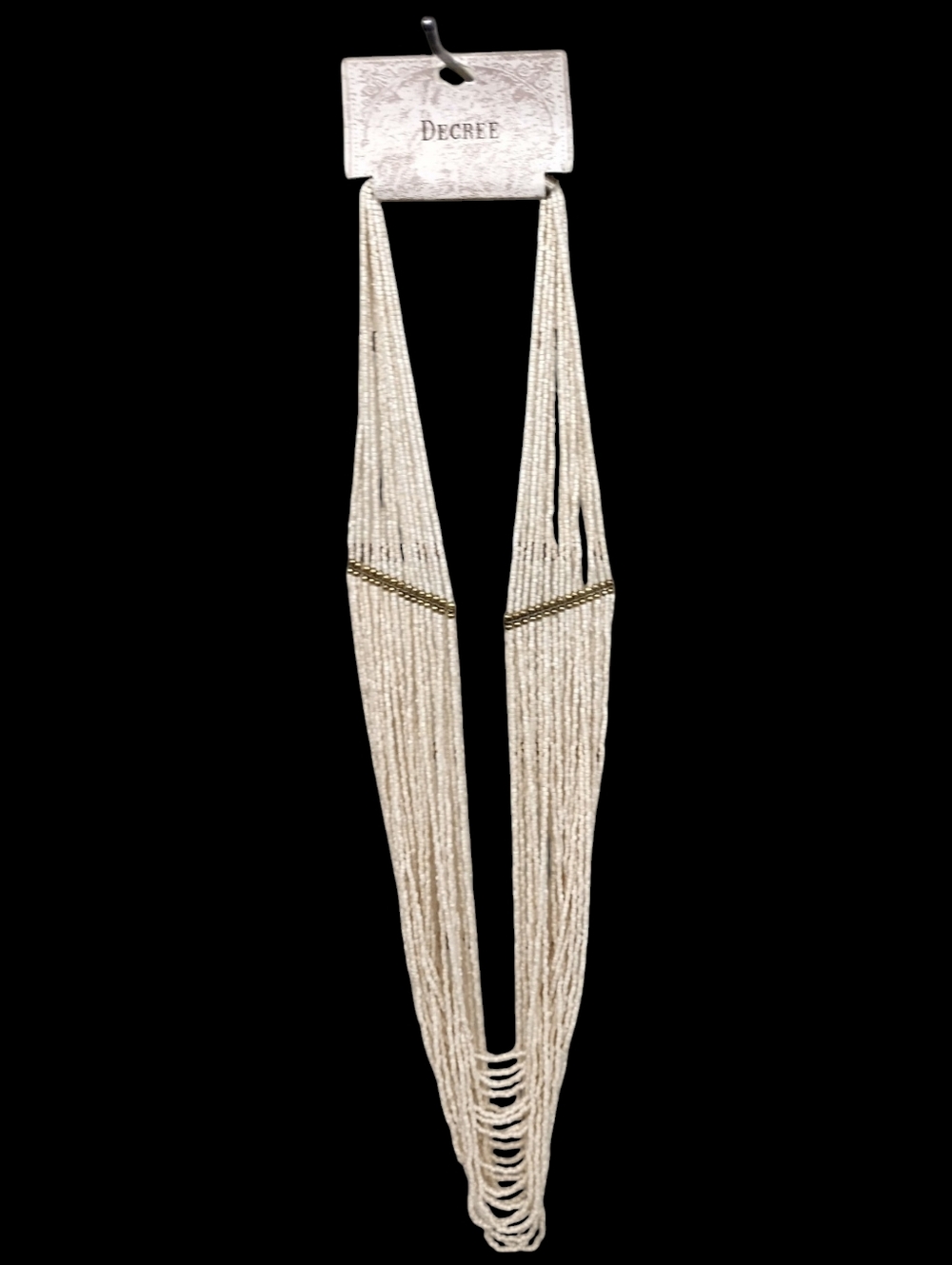 Decree Cream Layered Seed-Bead Necklace with Gold Accents